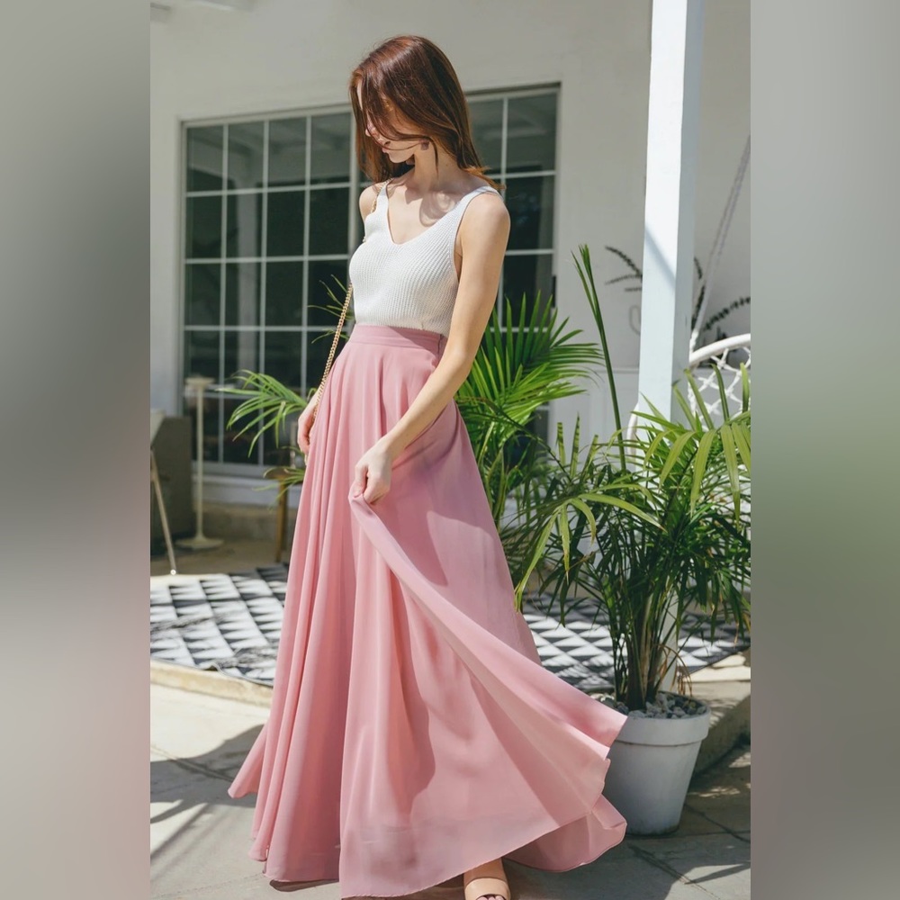 NWT Morning Lavender Amelia full maxi skirt, Rose, Small
